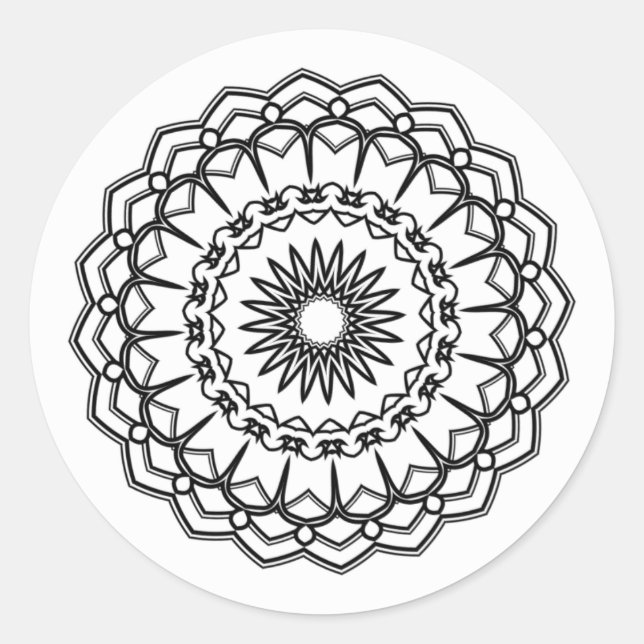 Schwarz-Weiß-Mandala-Rundstickermeer Runder Aufkleber (Vorderseite)