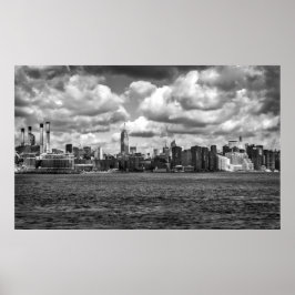Schwarz-Weiß Manhattan Panoramasicht Poster