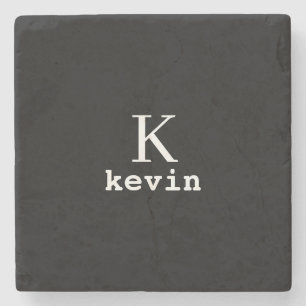 Schwarz-weiß-Männer-Monogramm-Name modern Steinuntersetzer