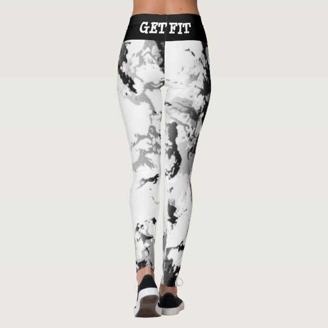 Schwarz-Weiß-Marmor-Design - passen Leggings (Rückseite)