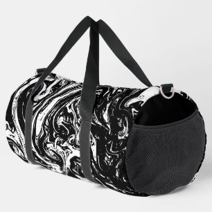 Schwarz-Weiß-Marmor Duffle Bag