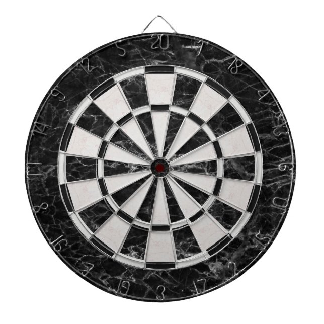 Schwarz-Weiß-Marmor Elegant Classic Dartscheibe (vorne)