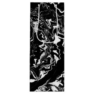 Schwarz-Weiß-Marmor-Fluid Art Geschenktüte Für Weinflaschen