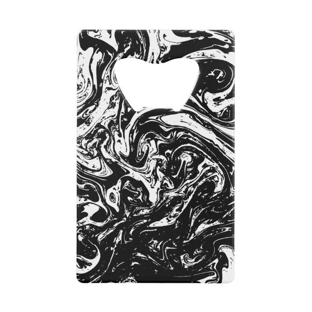 Schwarz-Weiß-Marmor Geldbeutel Flaschenöffner (Vorderseite)