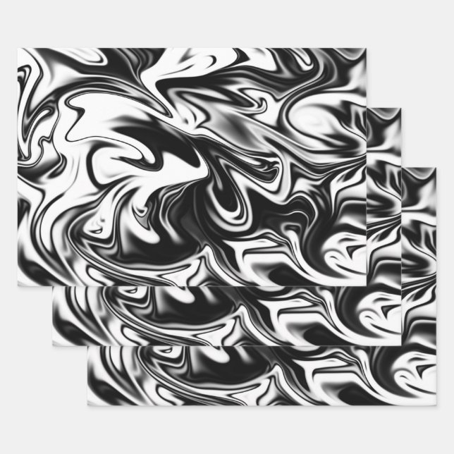 Schwarz-Weiß-Marmor, Geschenkpapier-Deko-Blatt Geschenkpapier Set (Set)