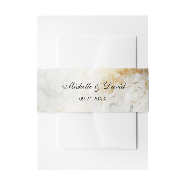 Schwarz-Weiß-Marmor-Hochzeit Einladungsbanderole (Vorderseite Beispiel)