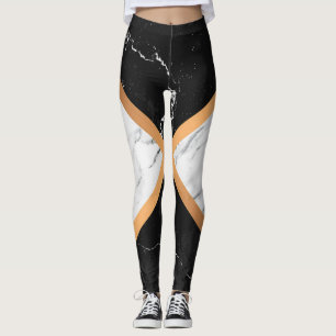 Schwarz-Weiß-Marmor Leggings