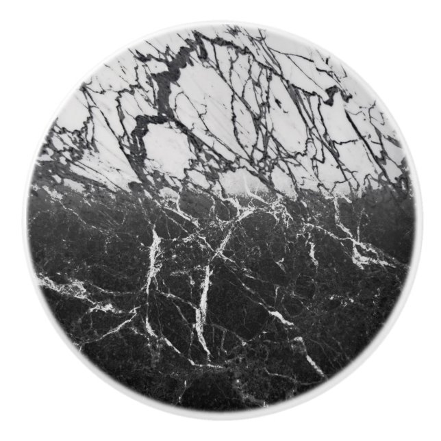 Schwarz-Weiß-Marmor Modernes Glam Trendy Keramikknauf (Vorderseite)
