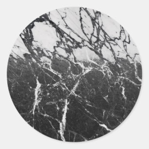 Schwarz-Weiß-Marmor Modernes Glam Trendy Party Runder Aufkleber