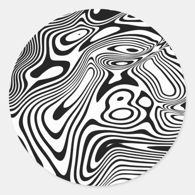 Schwarz-Weiß-Marmor-Muster Runder Aufkleber (Vorderseite)