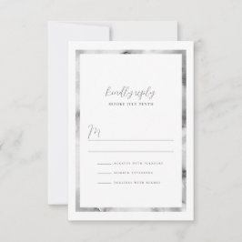 Schwarz-Weiß-Marmor-Rahmen formale SkriptWedding RSVP Karte