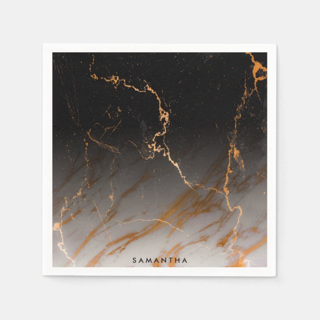 Schwarz-Weiß-Marmor Serviette (Vorderseite)