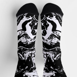 Schwarz-Weiß-Marmor Socken