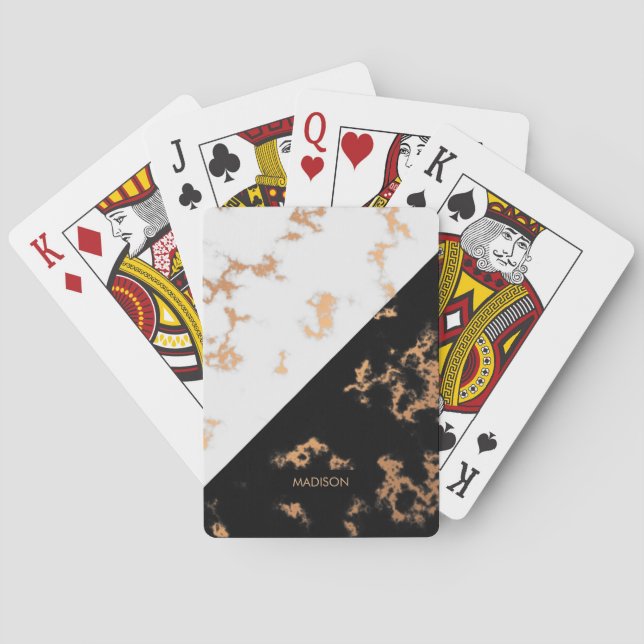 Schwarz-Weiß-Marmor Spielkarten (Rückseite)