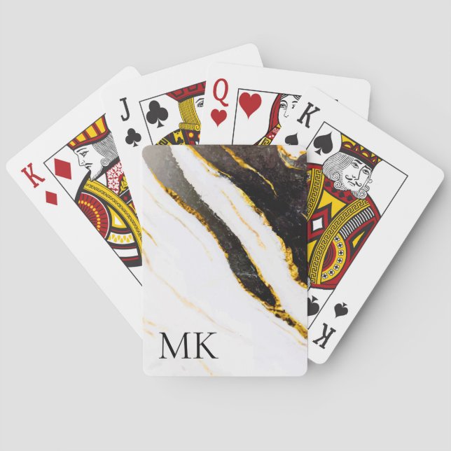 Schwarz-Weiß-Marmor Spielkarten (Rückseite)