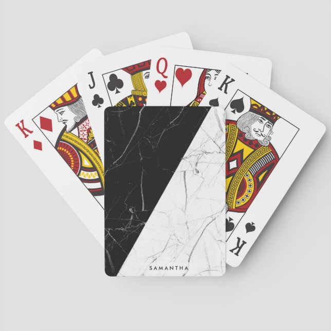 Schwarz-Weiß-Marmor Spielkarten (Rückseite)