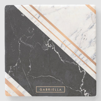 Schwarz-Weiß-Marmor Steinuntersetzer