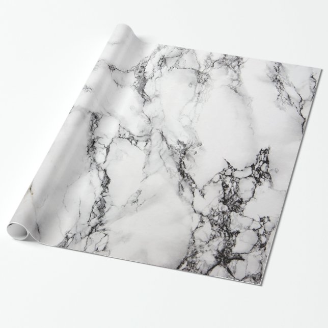 Schwarz-Weiß-Marmor-Textur Geschenkpapier (Ungerollt)