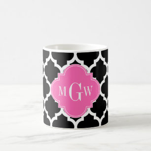 Schwarz Weiß Marokkanisch #5 Heiß Rosa #2 Namensmo Kaffeetasse