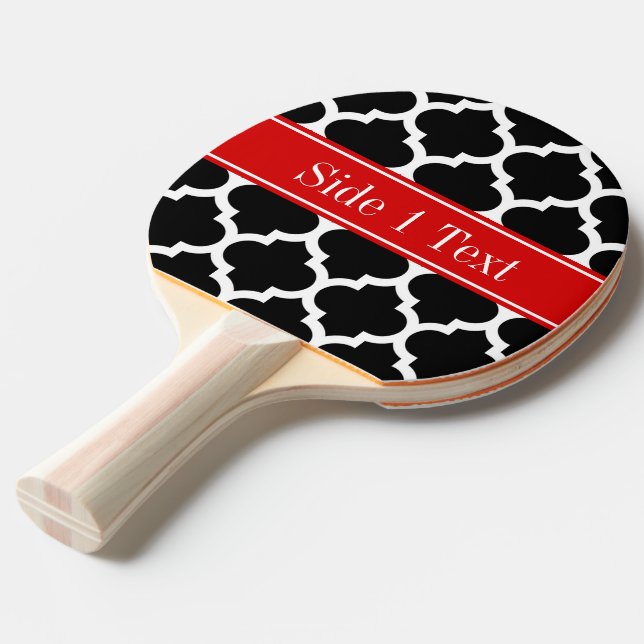 Schwarz-weiß marokkanisch #5 Roter Name Monogram Tischtennis Schläger (Vorderseite)