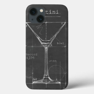 Schwarz-Weiß-Martini-Glas-Blueprint Case-Mate iPhone Hülle