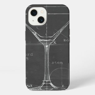 Schwarz-Weiß-Martini-Glas-Blueprint iPhone Hülle