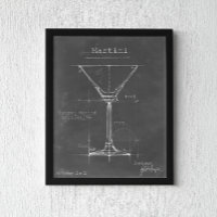 Schwarz-Weiß-Martini-Glas-Blueprint