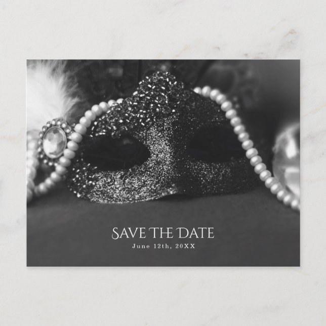Schwarz-Weiß-Maskenbildnerinnen Save the Date Ankündigungspostkarte (Vorderseite)