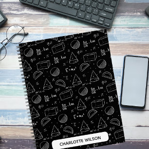 Schwarz-Weiß-Mathematikgleichungen und Symbole Mon Notizbuch
