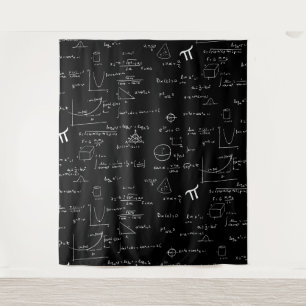 Schwarz-Weiß-Mathematische Formeln Wandteppich