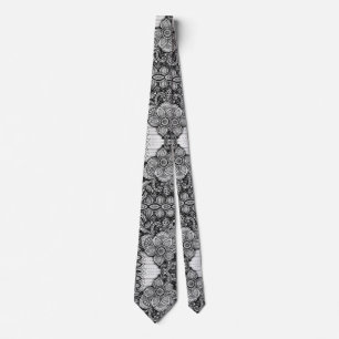 Schwarz-Weiß-Maximalist Paisley Floral Garden Krawatte