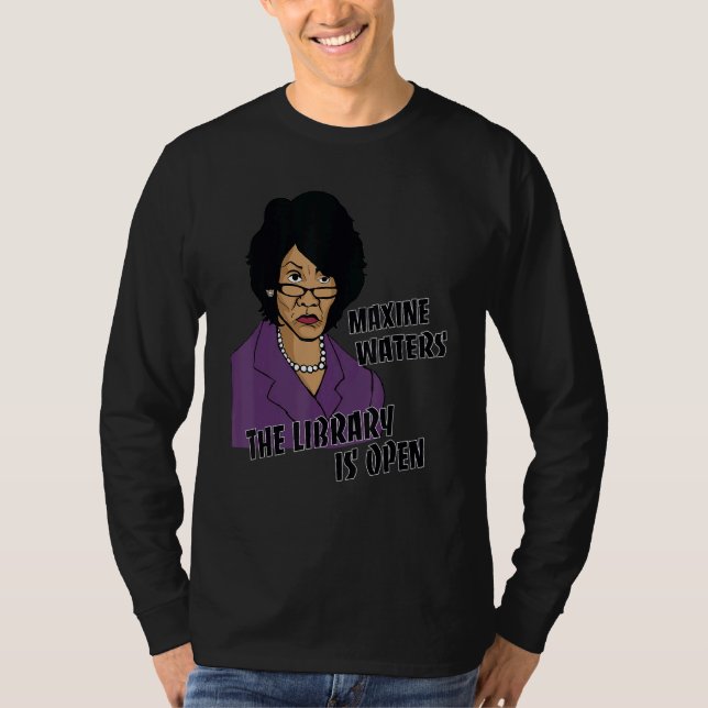 Schwarz-Weiß-Maxin-Bibliothek ist geöffnet T-Shirt (Vorderseite)
