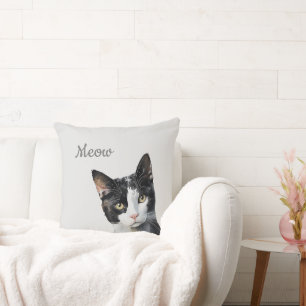 Schwarz-weiß Meow Cat Kissen