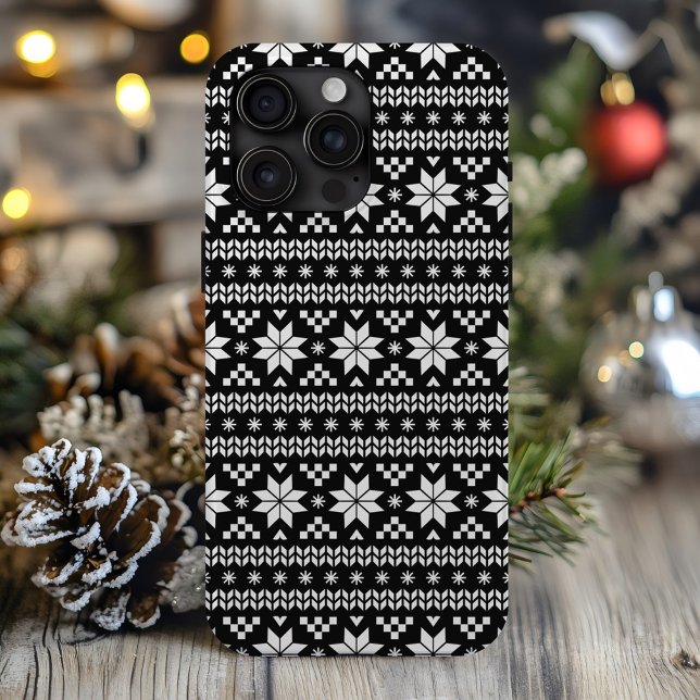 Schwarz-Weiß-Messe Isle Weihnachten Pullover druck Case-Mate iPhone Hülle (Von Creator hochgeladen)