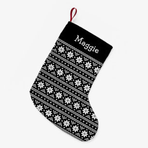 Schwarz-Weiß-Messinsel-Monogramm Kleiner Weihnachtsstrumpf