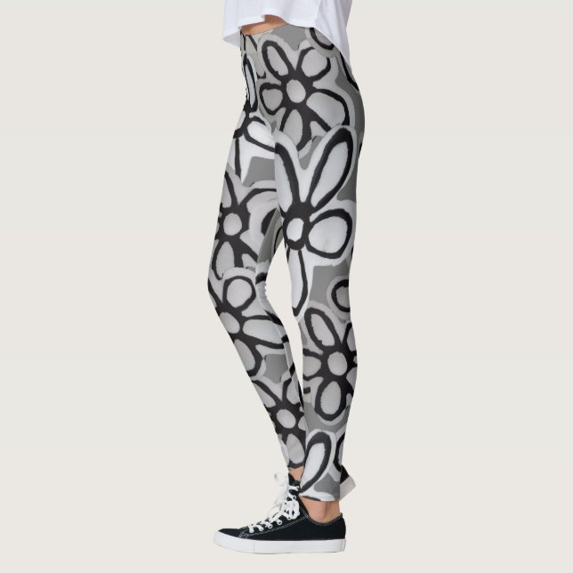 Schwarz-Weiß-Milchmuster Leggings (Links)