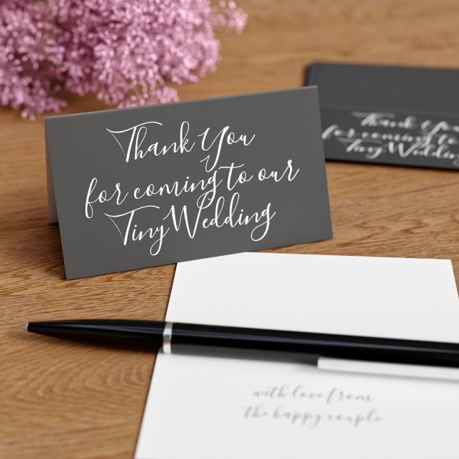 Schwarz-Weiß Mini Hochzeit danke Karten (Thank your people for coming to your tiny wedding with these mini black and white thank you cards)