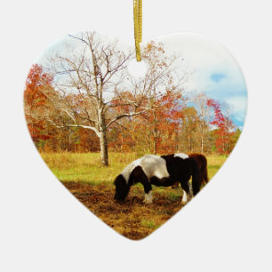 Schwarz-Weiß-Miniaturpony / Pferd Keramik Ornament