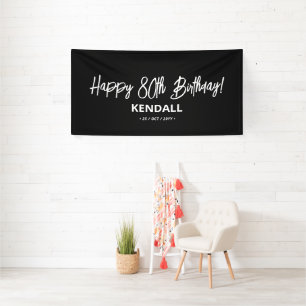 Schwarz & Weiß Minimal Custom Happy Birthday Banne Banner