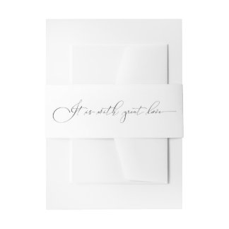 Schwarz-Weiß Minimal Einfache Chic Hochzeit Einladungsbanderole