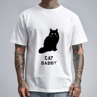 Schwarz Weiß Minimal Katze Daddy Lustig T-Shirt