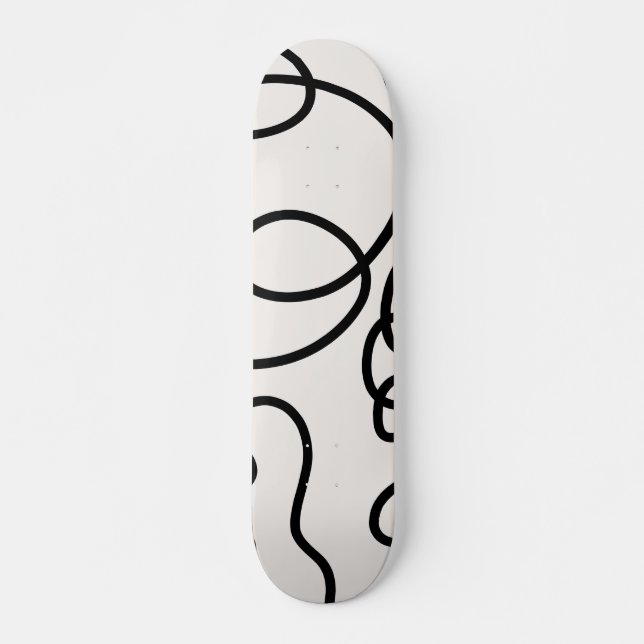Schwarz-Weiß-Minimal-Linie Pinselstriche Skateboard (Vorne)