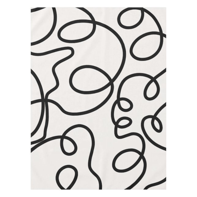 Schwarz-Weiß-Minimal-Linie Pinselstriche Tischdecke (Vorderseite)
