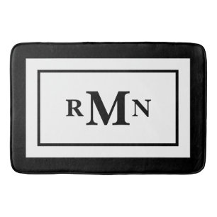 Schwarz-Weiß-Minimal Modernes Mit Monogramm Badematte