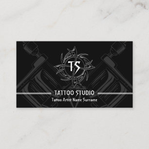 Schwarz-Weiß-Minimal-Modernes-Tattoo-Studio Visitenkarte