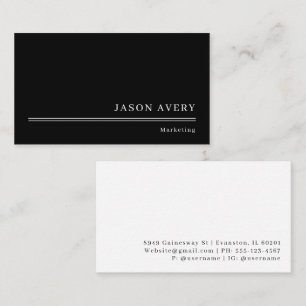 Schwarz-Weiß-Minimal Professional Visitenkarte