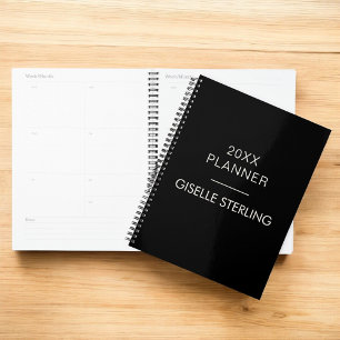Schwarz-Weiß-Minimal-Profi-Moderne Geschäftswelt Planer