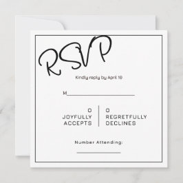Schwarz-Weiß-Minimal-Quadrat-Hochzeit-RSVP Karte