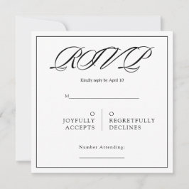 Schwarz-Weiß-Minimal-Quadrat-Hochzeits-RSVP Karte