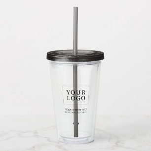 Schwarz-Weiß-Minimal-Schäftslogo Promotional Acryltrinkbecher